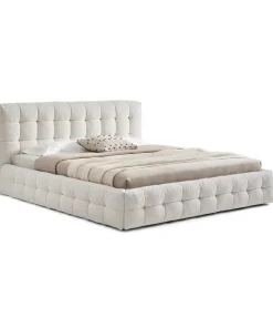 Cream Puff Boucle Bed Contemporary Upholstered Platform Bed Frame for Bedroom Comfort and Style